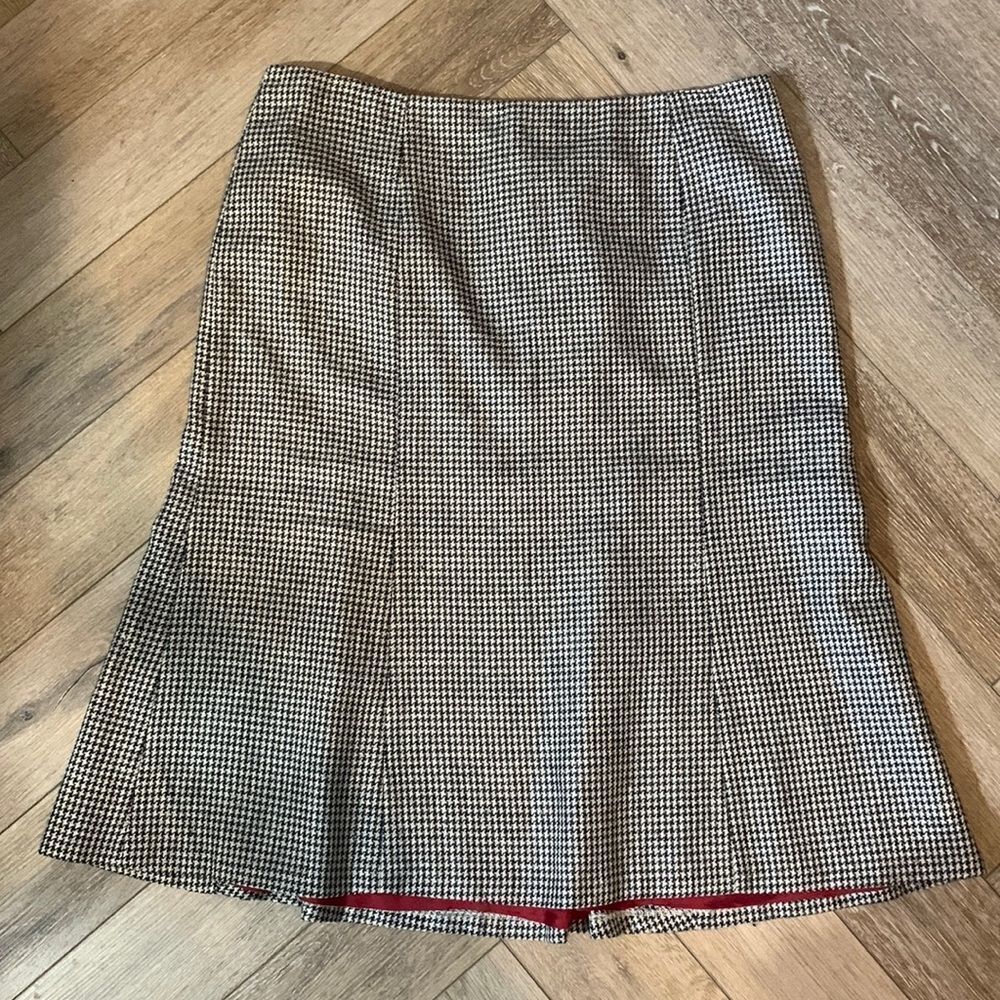NWT Cibeline Sariano Wool Houndstooth Peplum Skirt